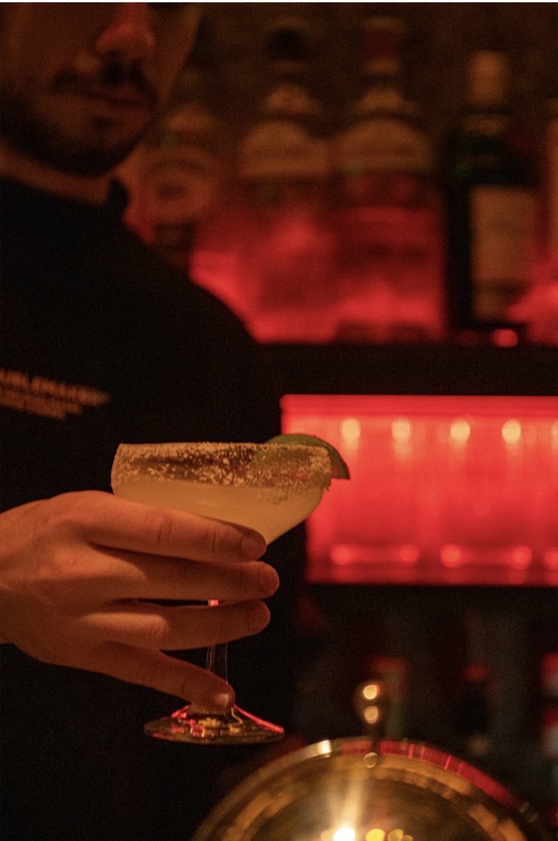 bartender serving margarita cocktail the dude bar athens